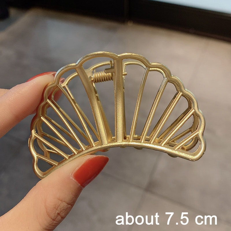 Elegant Gold Silver Hollow Geometric Metal Hair Claw Vintage Hair Clips Headband Hairpin Fashion Hair Accessories