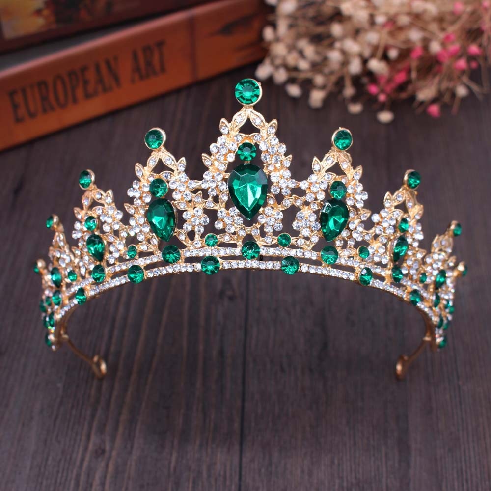 Luxury Crystal Crown Tiaras Light Gold Diadem Tiaras for Women Bride Wedding Hair Accessories