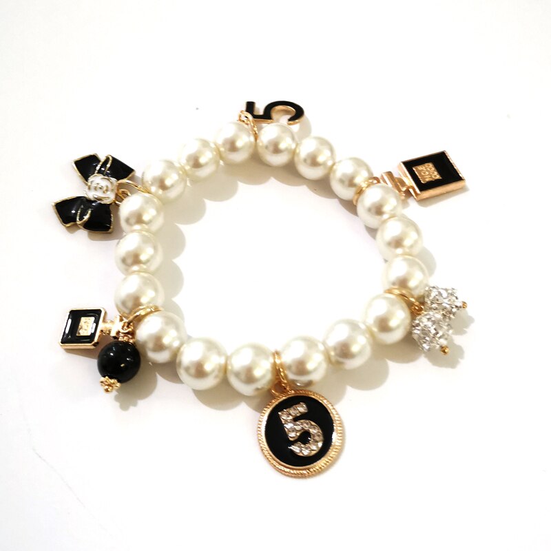 Simulated pearls Beads Design channel cc bracelets & bangles for women bijoux No.5  Luxury Bracelet pulseiras feminina