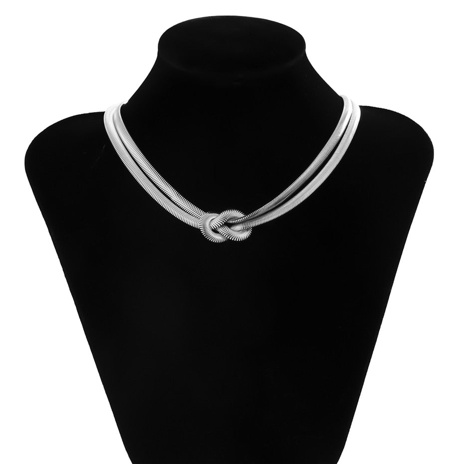 Ingemark Unique Twisted Chunky Flat Snake Chain Necklace for Women Sexy Vintage Clavicle Choker Grunge Jewelry Gift Bijoux