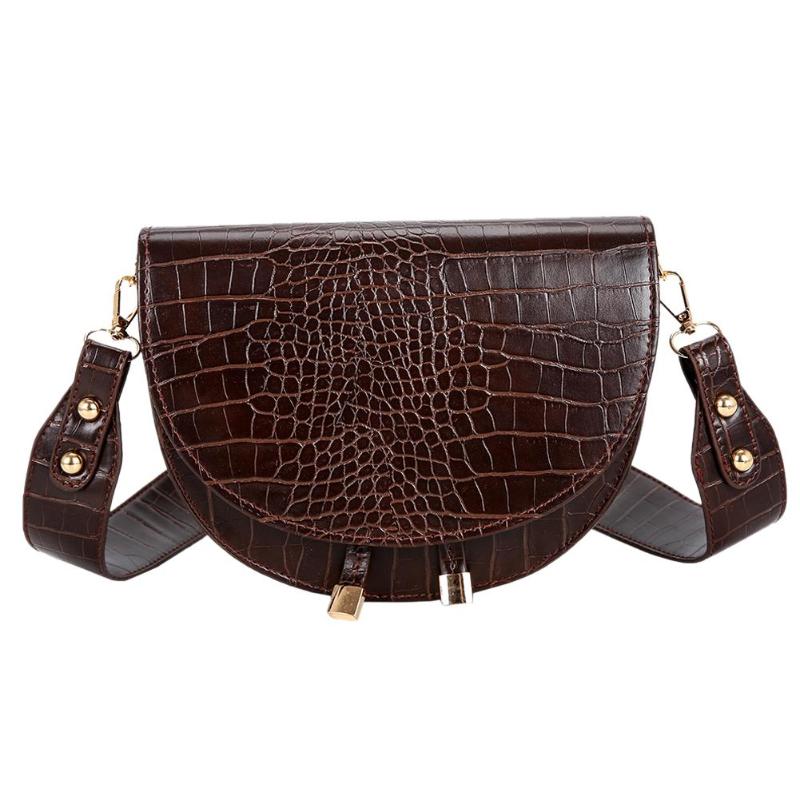 Luxury Crocodile Pattern Crossbody Bags for Women Half Round Messenger Bag PU Leather Handbags Shoulder Bag sac main femme