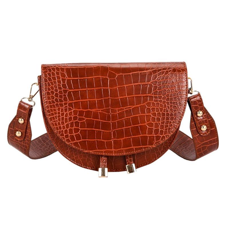 Luxury Crocodile Pattern Crossbody Bags for Women Half Round Messenger Bag PU Leather Handbags Shoulder Bag sac main femme