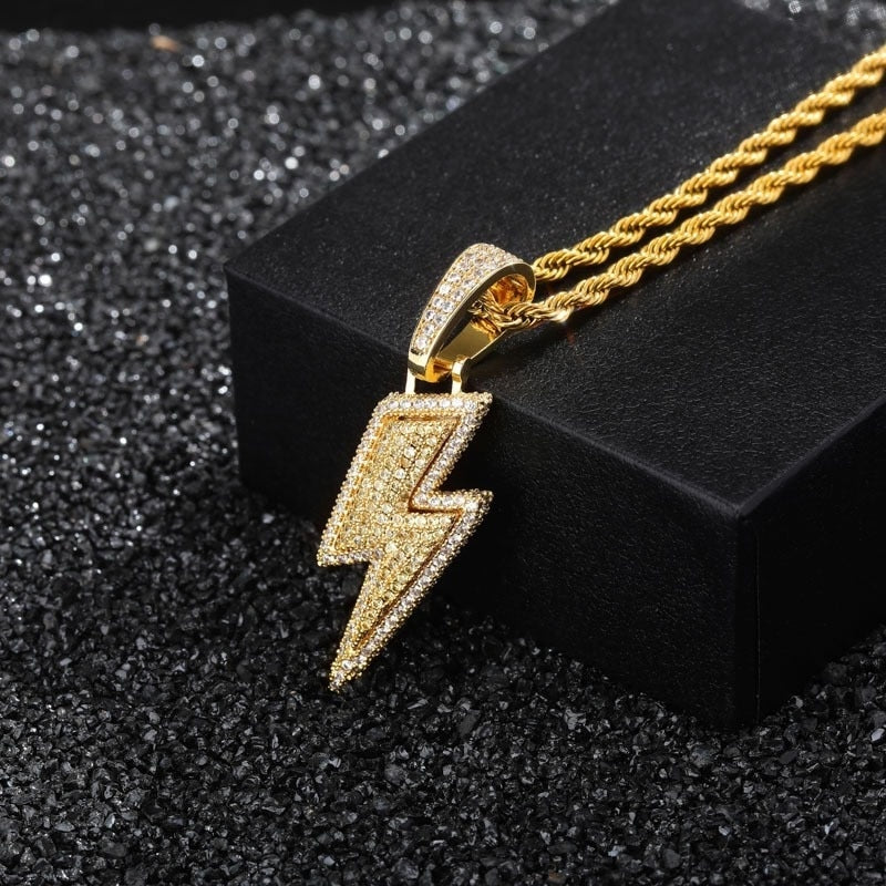 Retro Full Zircon Lightning Necklace