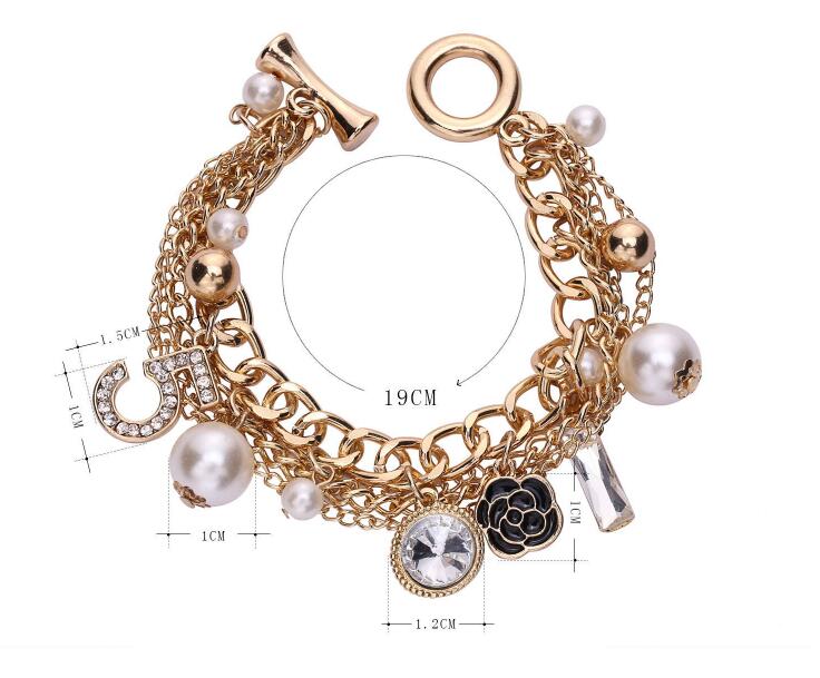 Simulated pearls Beads Design channel cc bracelets & bangles for women bijoux No.5  Luxury Bracelet pulseiras feminina