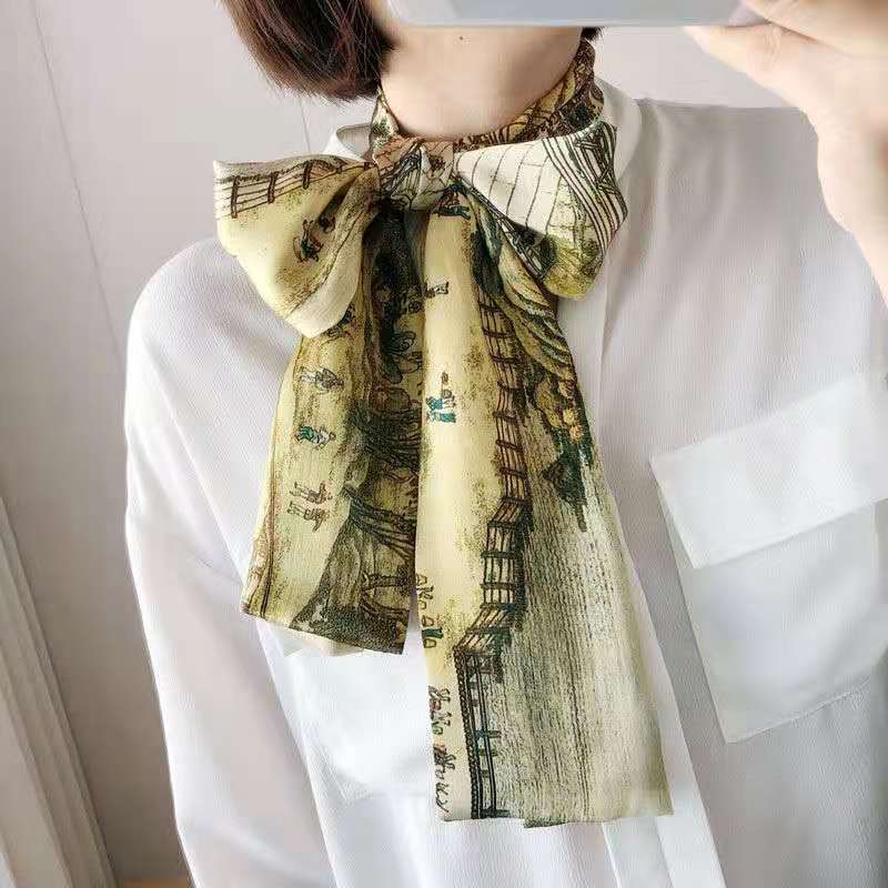 Star with the narrow long silk scarves female spring and autumn