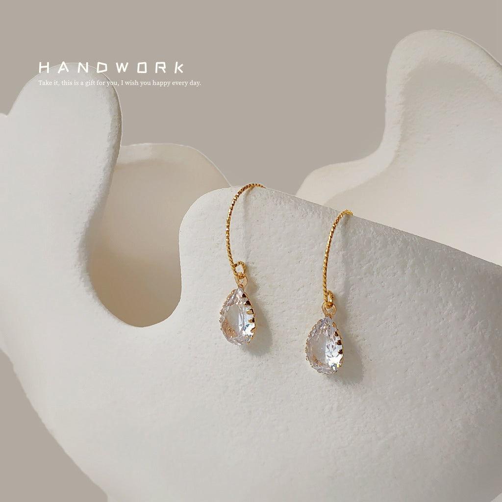 Silver plated 14k real gold zircon earrings