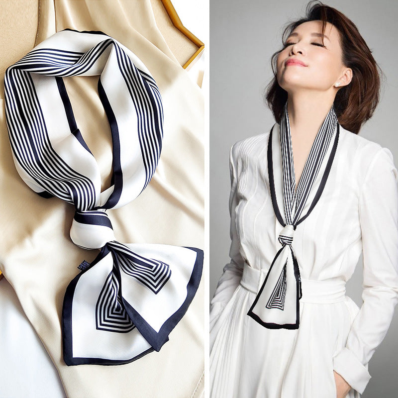 Star with the narrow long silk scarves female spring and autumn