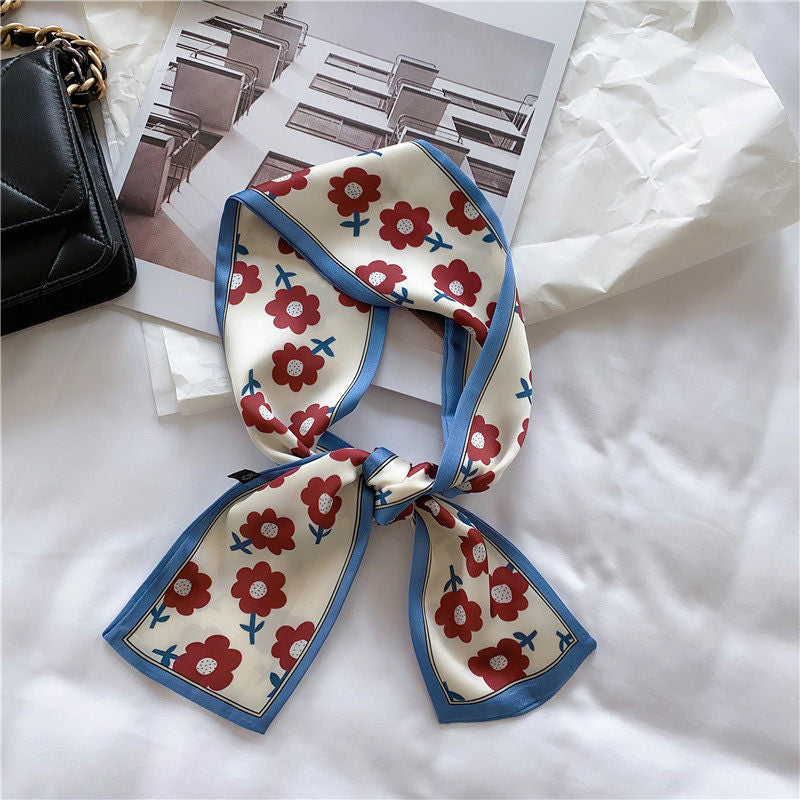 Silk towel french hair band autumn thin lazy retro scarves female small long ribbon decorative scarf towel streamers