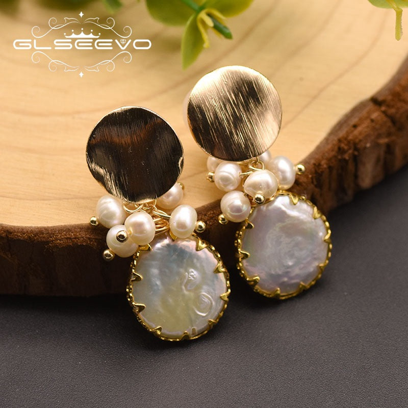 Pearl Earrings Silver Stud Earrings Baroque Pink Pearl Earrings