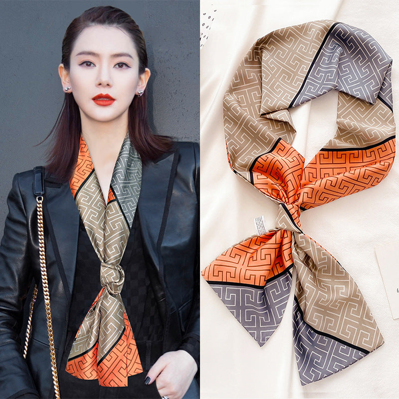 Star with the narrow long silk scarves female spring and autumn