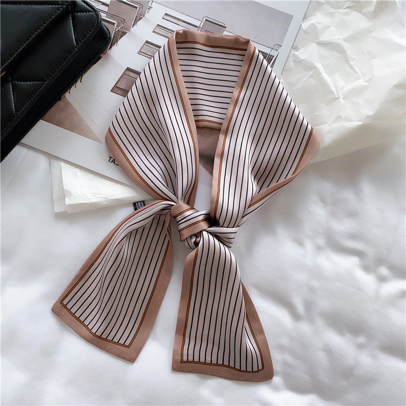 Silk towel french hair band autumn thin lazy retro scarves female small long ribbon decorative scarf towel streamers