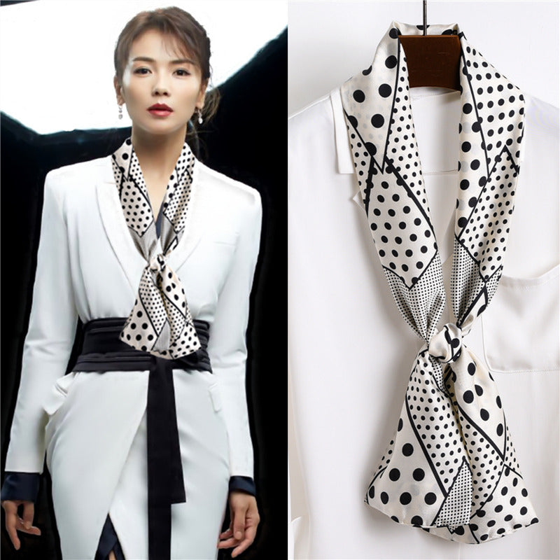 Star with the narrow long silk scarves female spring and autumn