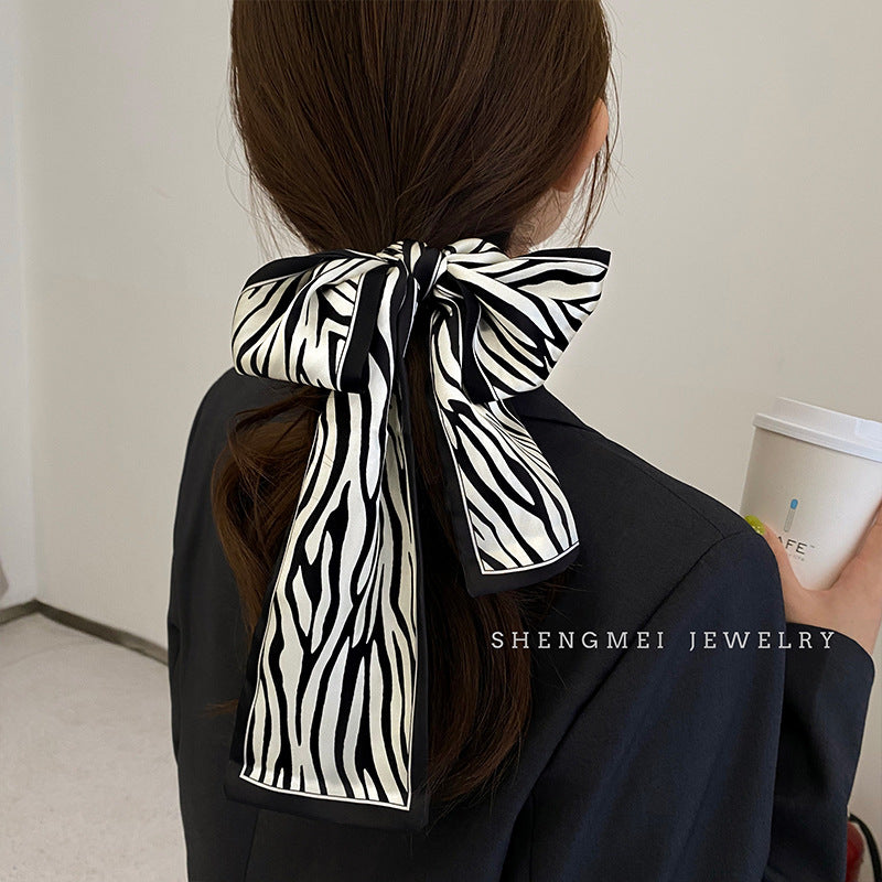 Hair small scarf striped silk scarf small long autumn foreign