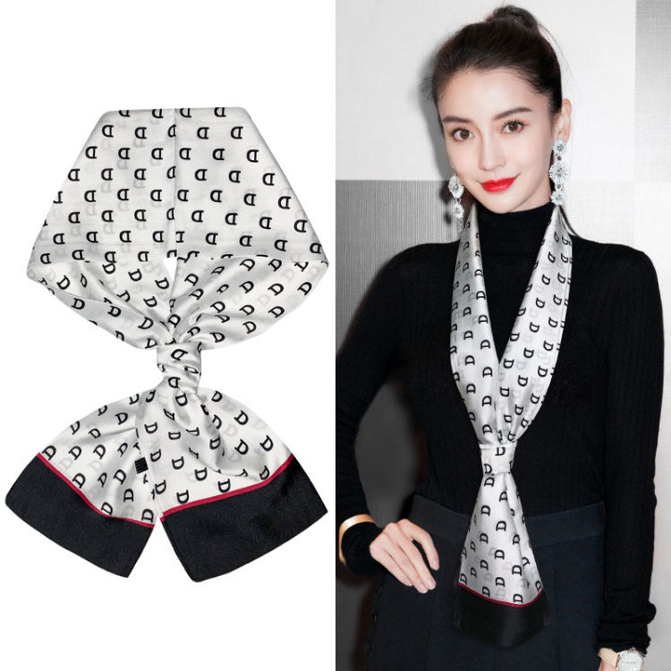 Star with the narrow long silk scarves female spring and autumn