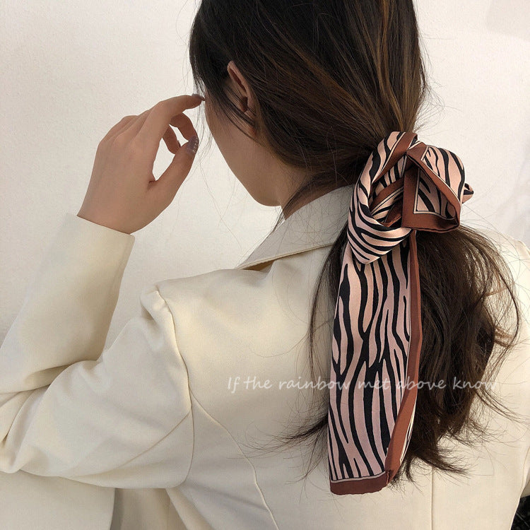 Hair small scarf striped silk scarf small long autumn foreign