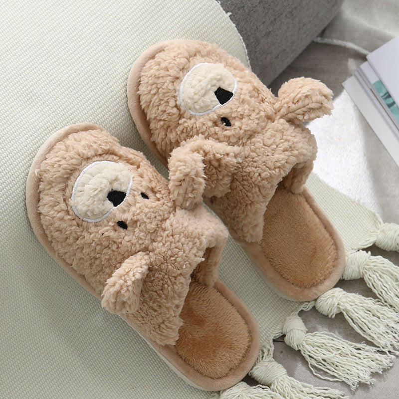 Winter cotton slippers female cute bear cotton shoes cartoon men couple home non-slip plush warm slippers wholesale