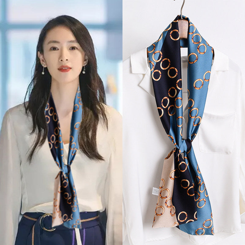 Star with the narrow long silk scarves female spring and autumn