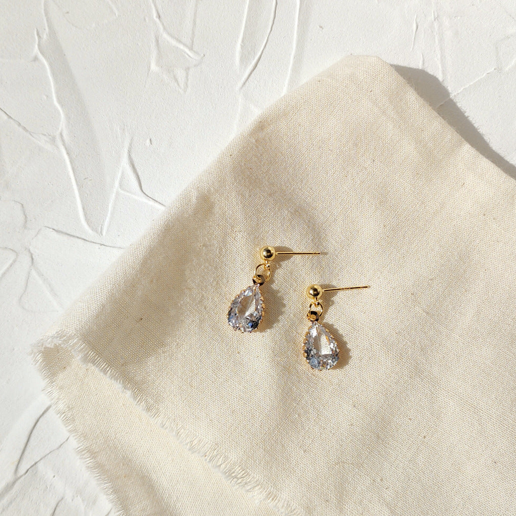 Silver plated 14k real gold zircon earrings