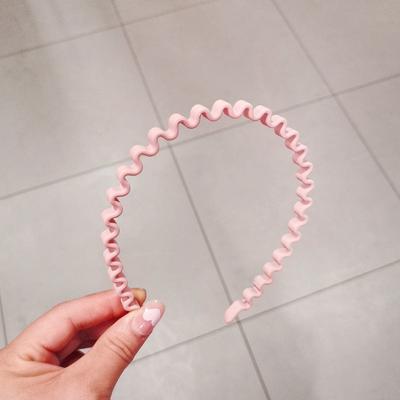 Simple wavy headband solid color matte temperament Liu Haixi hair headband Women's face pressure head jewelry card