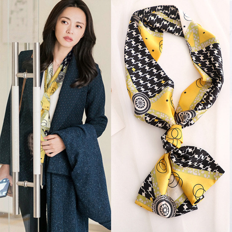 Star with the narrow long silk scarves female spring and autumn