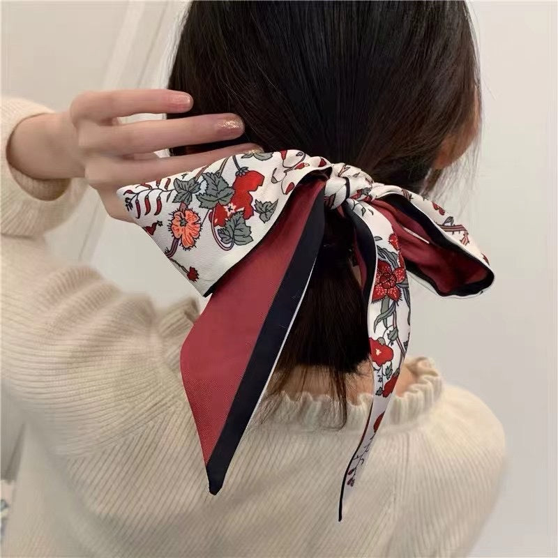 Silk towel french hair band autumn thin lazy retro scarves female small long ribbon decorative scarf towel streamers