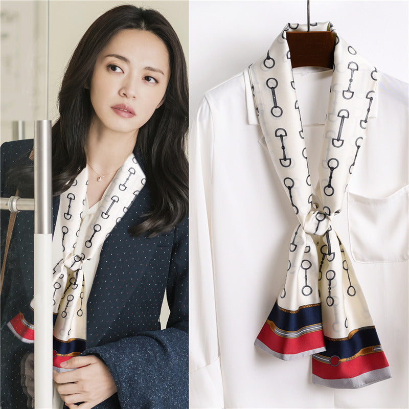 Star with the narrow long silk scarves female spring and autumn