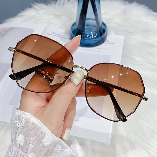 New ladies sunglasses sunshade polarization INS sunglasses fashion polygonal large frame glasses