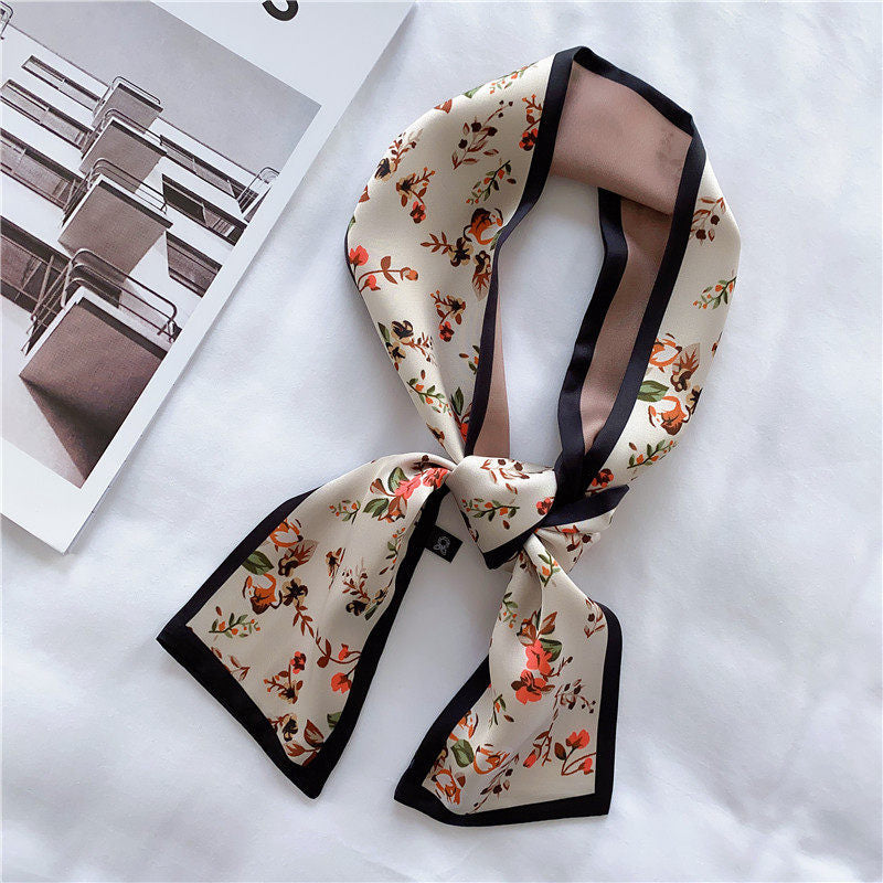 Silk towel french hair band autumn thin lazy retro scarves female small long ribbon decorative scarf towel streamers