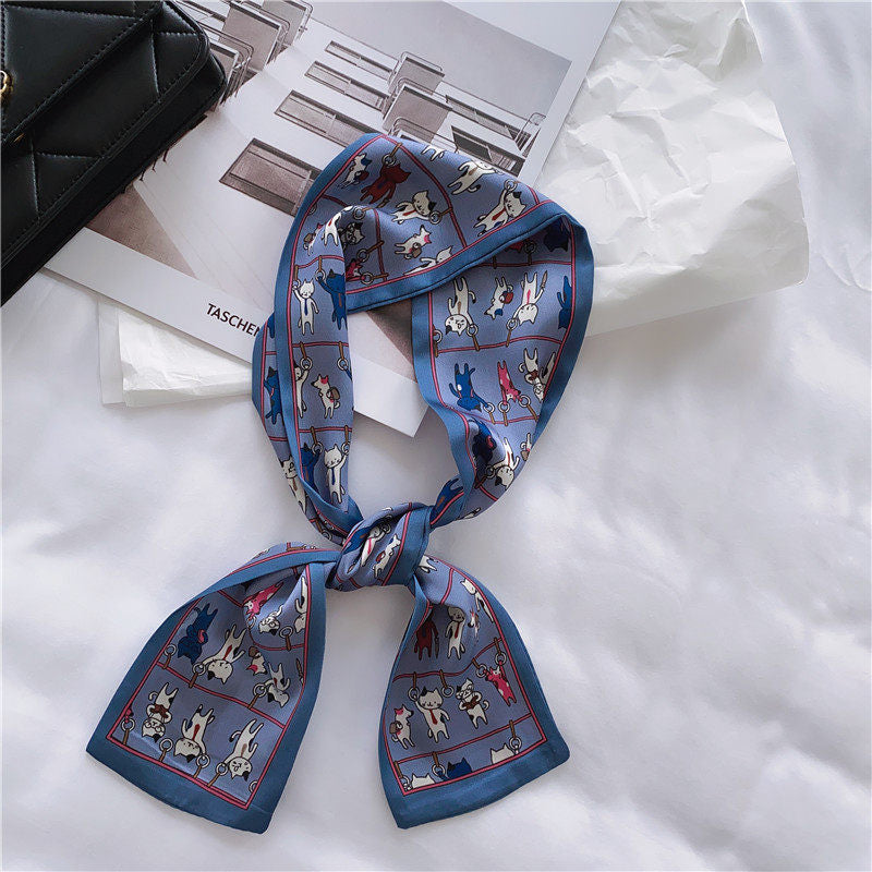 Silk towel french hair band autumn thin lazy retro scarves female small long ribbon decorative scarf towel streamers