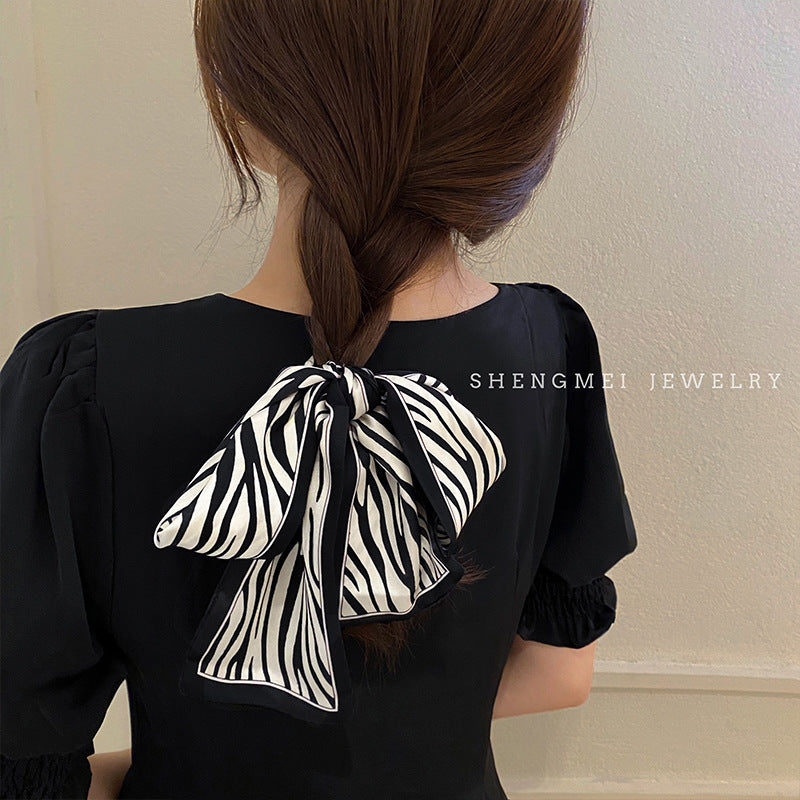 Hair small scarf striped silk scarf small long autumn foreign