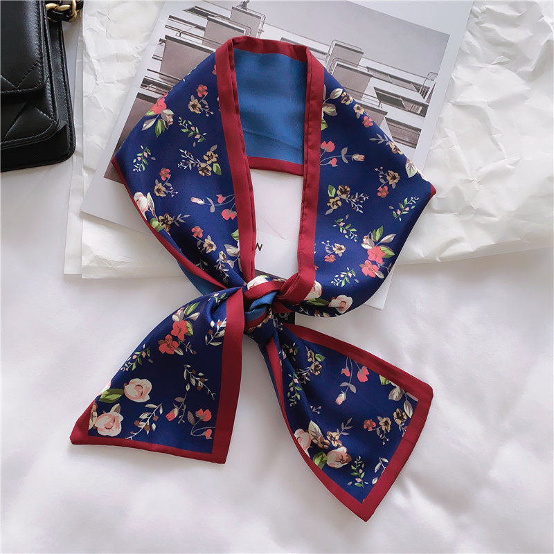 Silk towel french hair band autumn thin lazy retro scarves female small long ribbon decorative scarf towel streamers