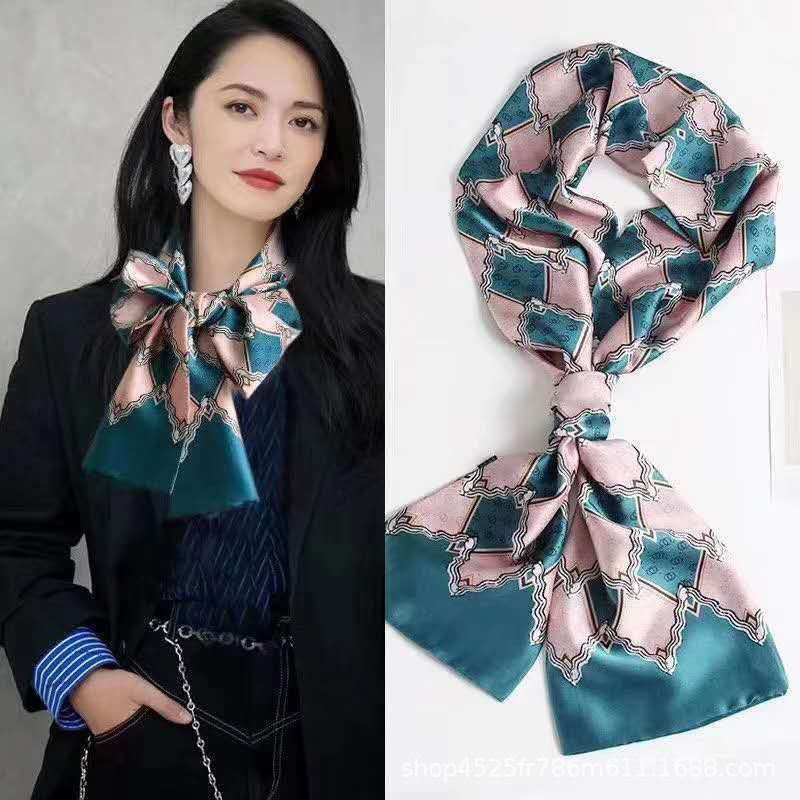 Star with the narrow long silk scarves female spring and autumn