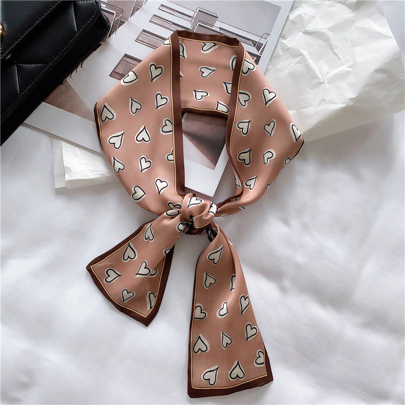 Silk towel french hair band autumn thin lazy retro scarves female small long ribbon decorative scarf towel streamers