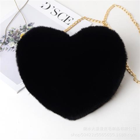 Plush bag new imitation rex rabbit fur love bag peach heart bag chain bag fashion shoulder bag