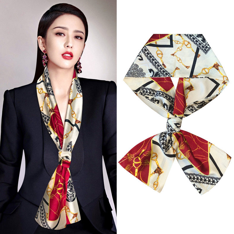 Star with the narrow long silk scarves female spring and autumn