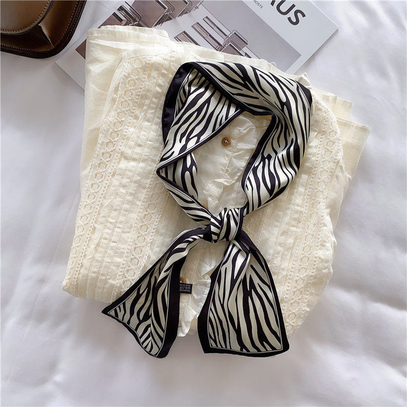 Silk towel french hair band autumn thin lazy retro scarves female small long ribbon decorative scarf towel streamers