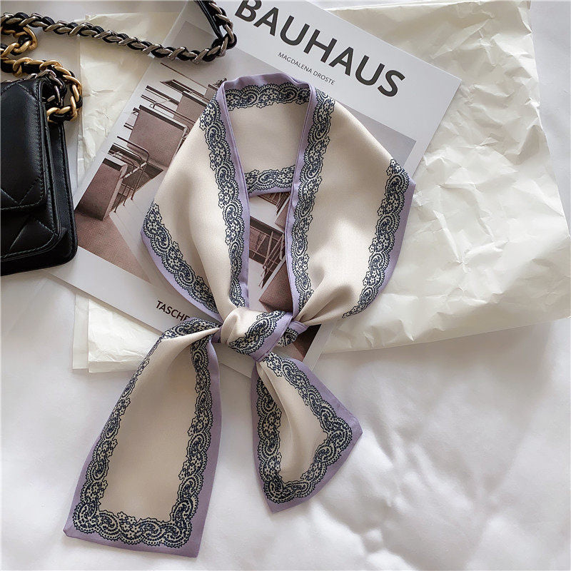 Silk towel french hair band autumn thin lazy retro scarves female small long ribbon decorative scarf towel streamers