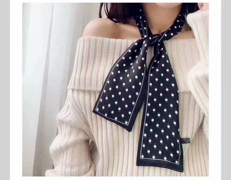 Silk towel french hair band autumn thin lazy retro scarves female small long ribbon decorative scarf towel streamers