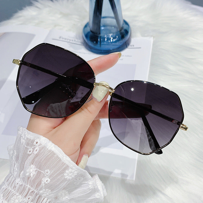 New ladies sunglasses sunshade polarization INS sunglasses fashion polygonal large frame glasses