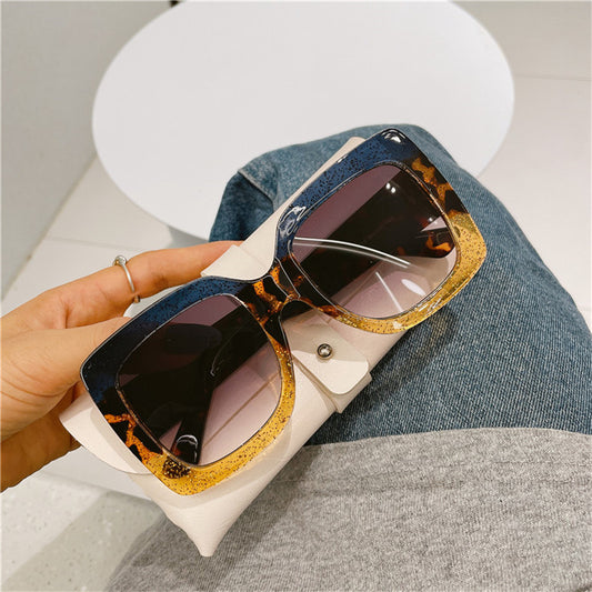 Retro net red European and American new quality fashion three-color frame round sunglasses cross-border color crystal tide glasses