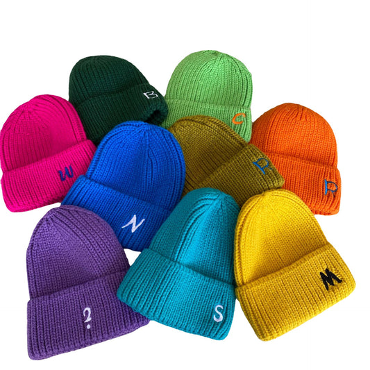 Autumn and winter women tidal hats retro embroidery letters hip hop warner knitted hat