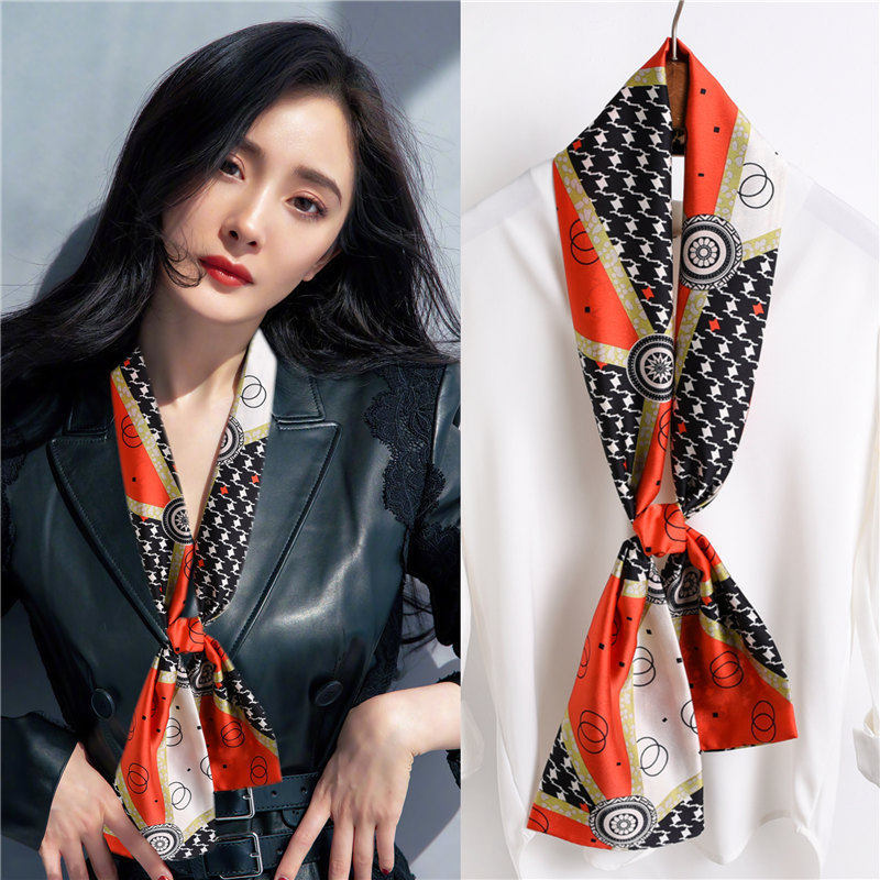 Star with the narrow long silk scarves female spring and autumn