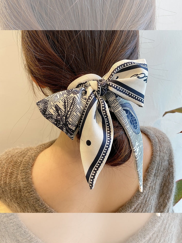 Silk towel french hair band autumn thin lazy retro scarves female small long ribbon decorative scarf towel streamers