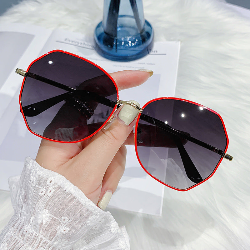 New ladies sunglasses sunshade polarization INS sunglasses fashion polygonal large frame glasses