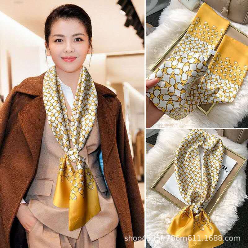 Star with the narrow long silk scarves female spring and autumn