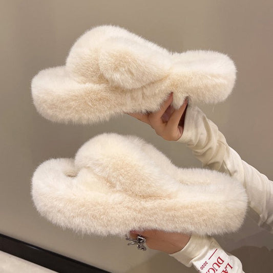 Winter Warm Women Modern Slides Outside Fluffy