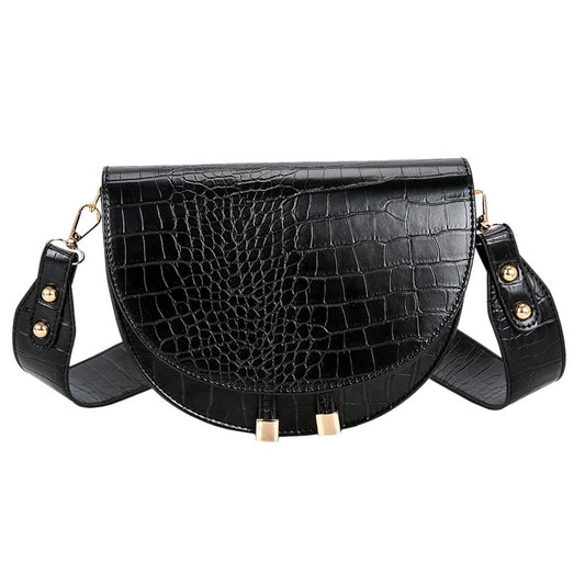 Luxury Crocodile Pattern Crossbody Bags for Women Half Round Messenger Bag PU Leather Handbags Shoulder Bag sac main femme