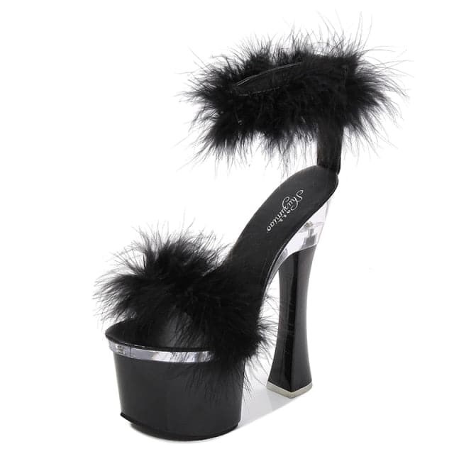 Iconic Peep Toe Feather High Heel Shoes