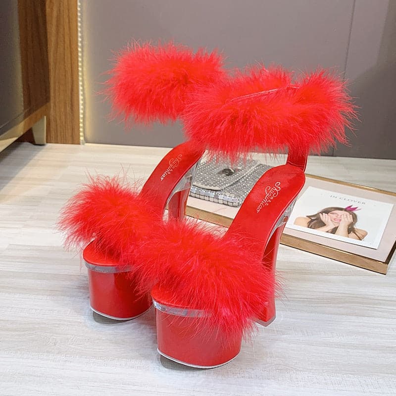 Iconic Peep Toe Feather High Heel Shoes