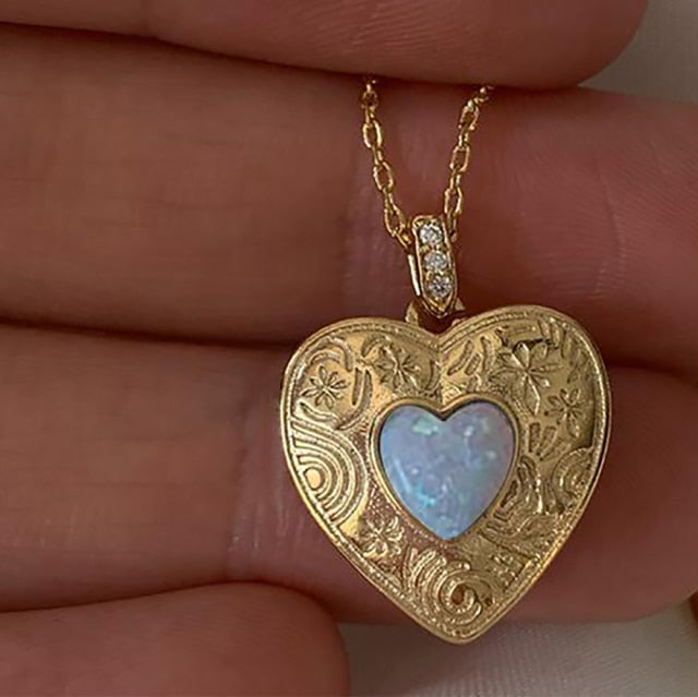 Golden Heart Locket Necklace